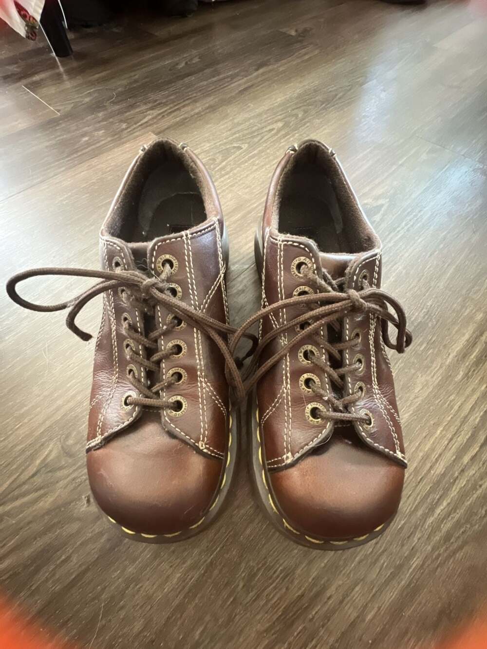 Dr. Martens Brown Leather Contrast Stitch Oxford Shoes
